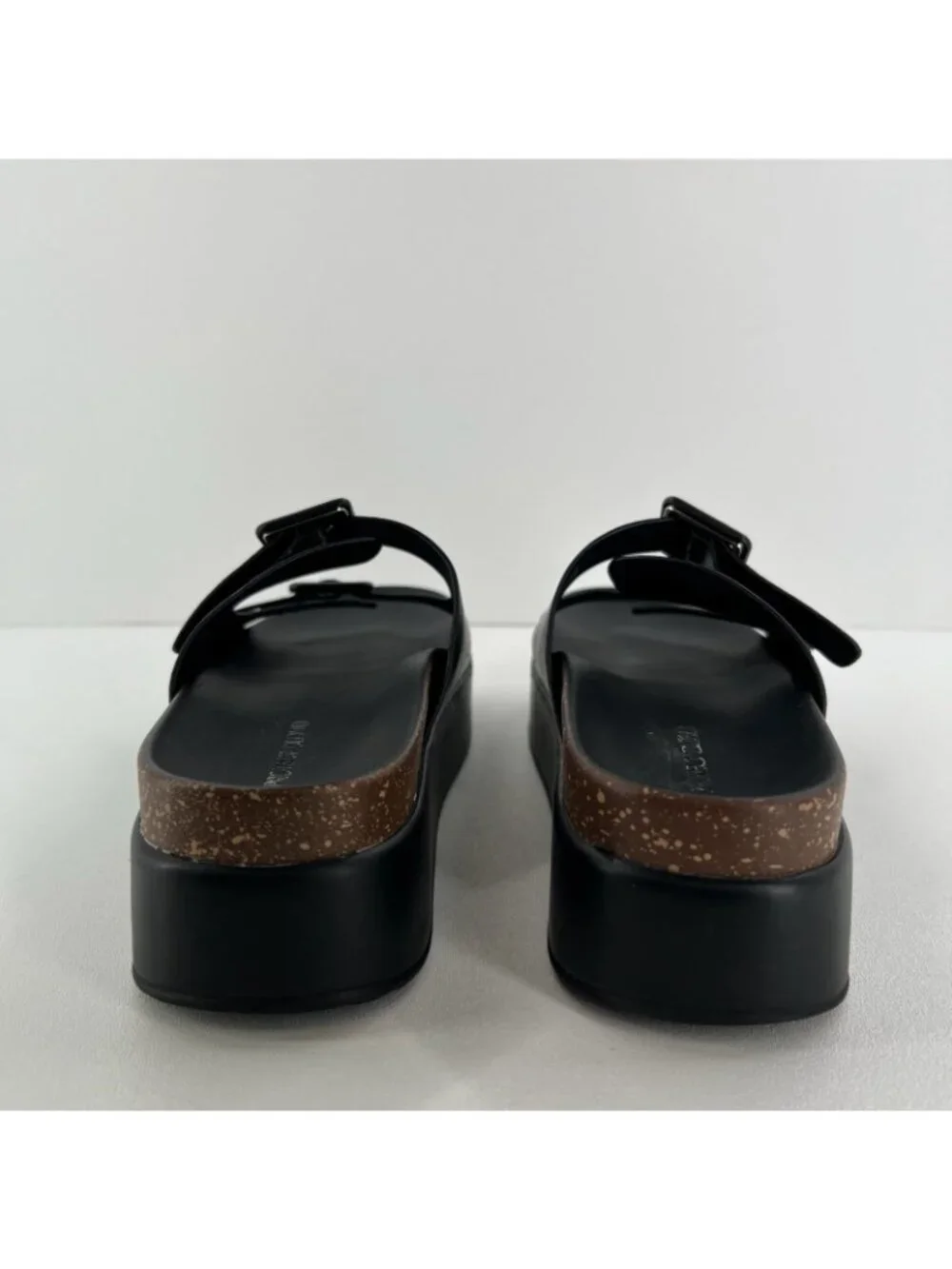 Project Cloud Platform Slide Sandals Womens 8.5 Memory Foam Wedge Leather Black